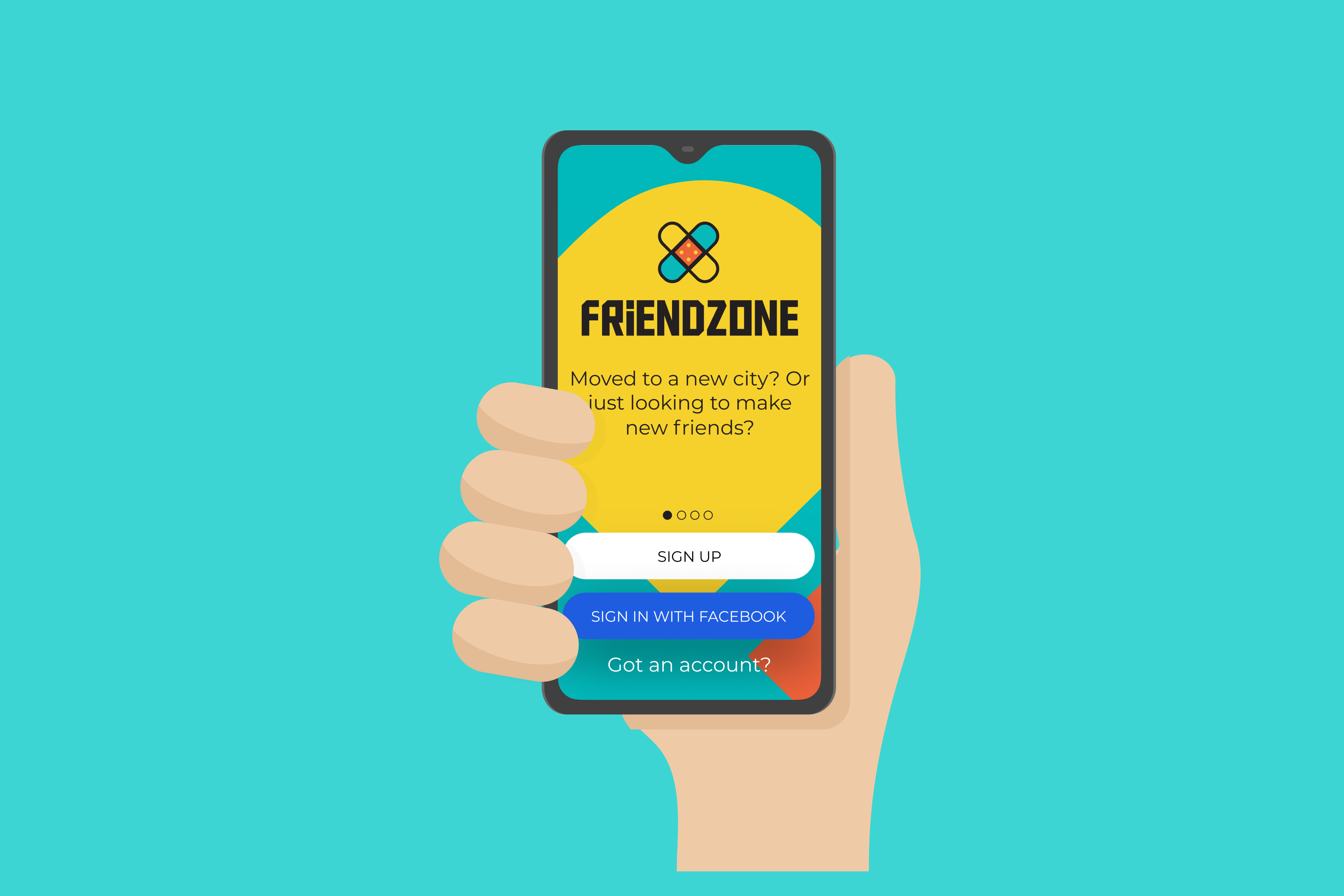 Signing up to the FriendZone app to find new friends